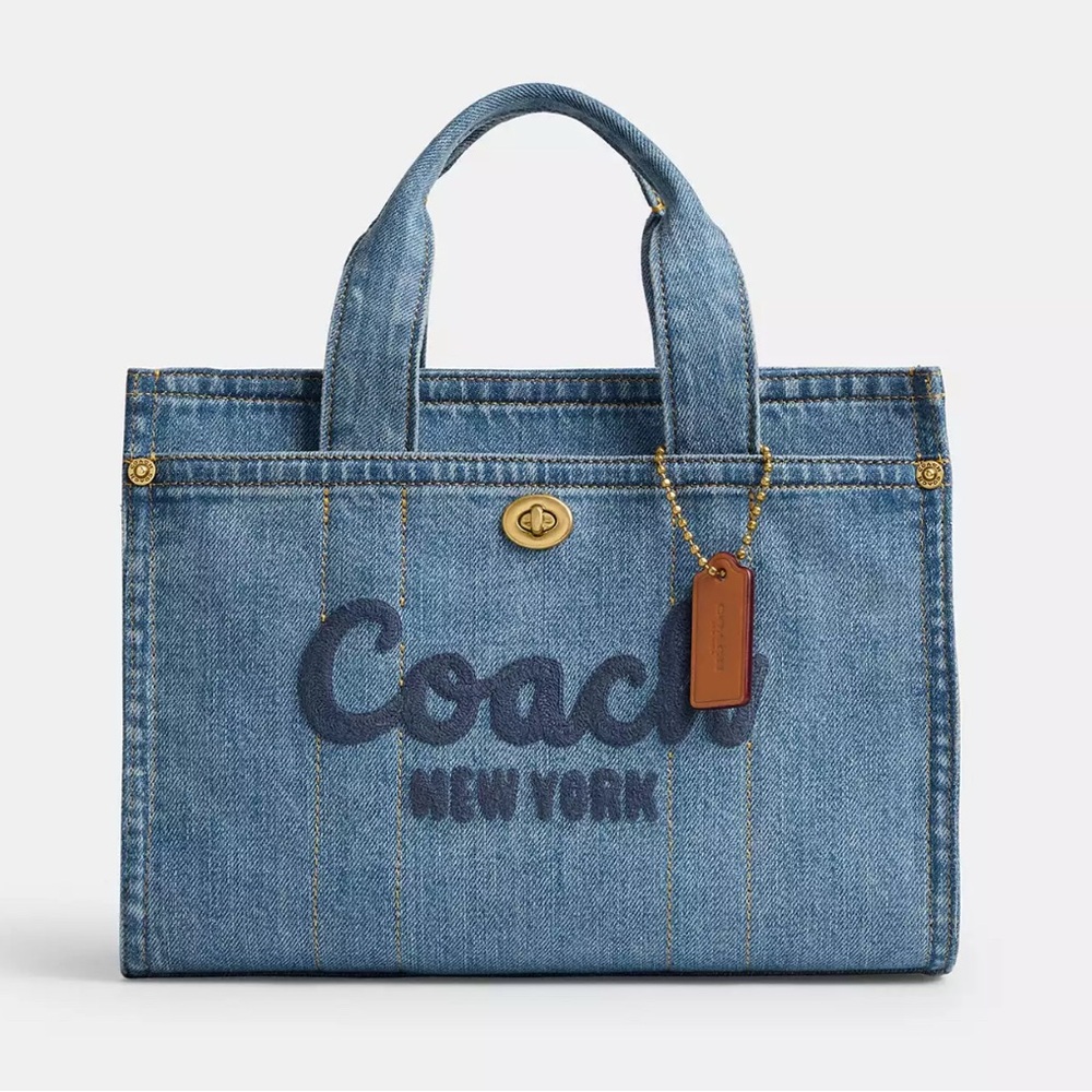 ❤️ Coach Denim Cargo Tote Bag 20 Medium CZ100 Authentic